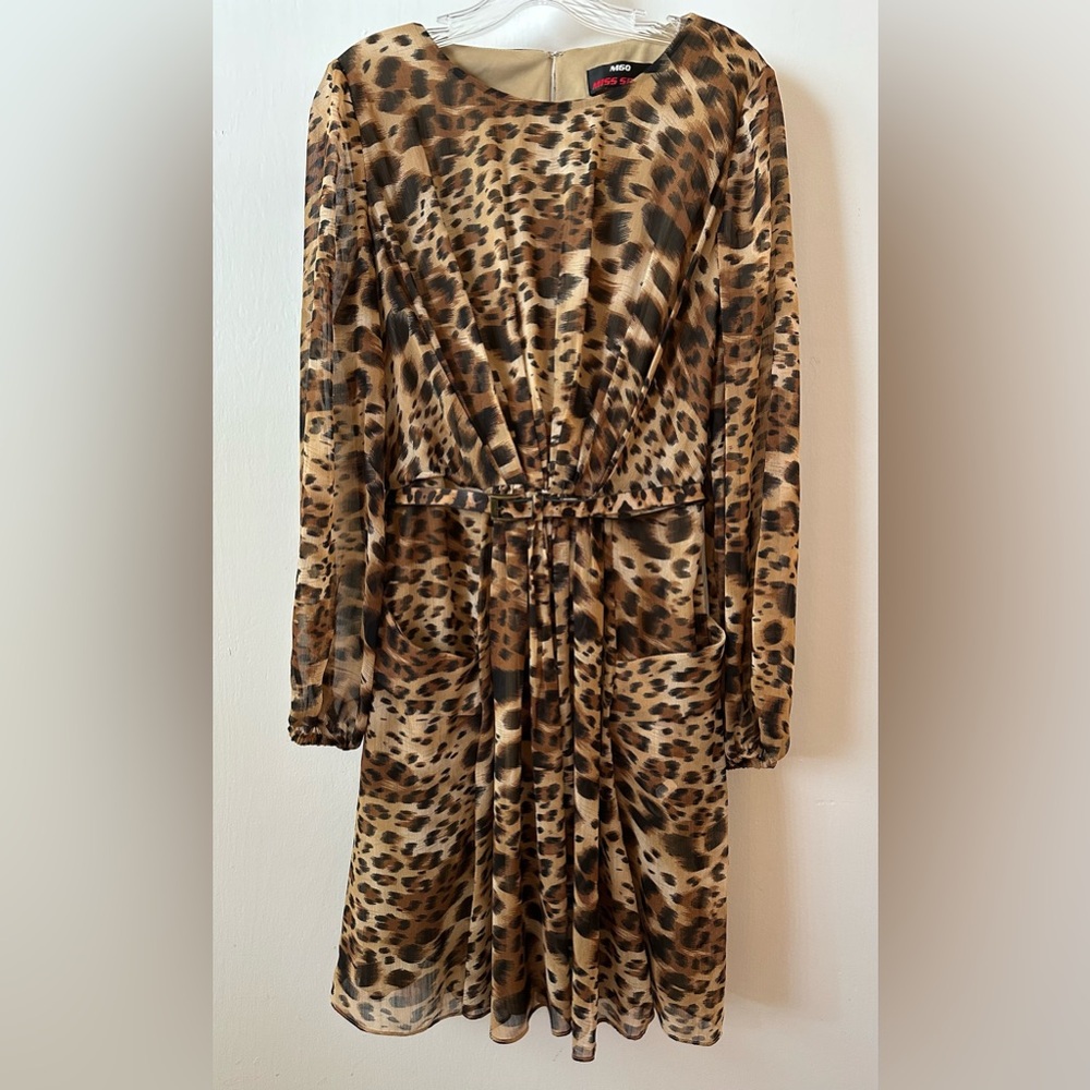 M60 Leopard Print Long Sleeve Dress